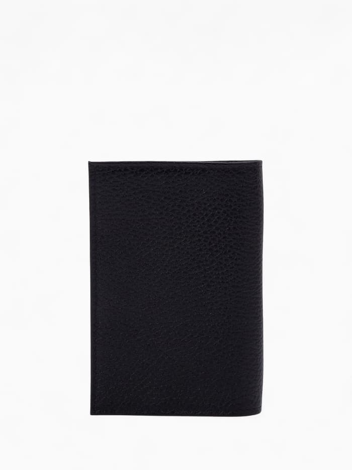 Обложка для паспорта, натуральная кожа, флотер, чёрная