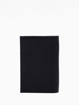 Обложка для паспорта, натуральная кожа, флотер, чёрная