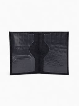 Обложка для паспорта, натуральная кожа, флотер, чёрная