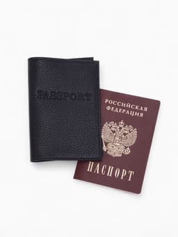 Обложка для паспорта, натуральная кожа, флотер, чёрная
