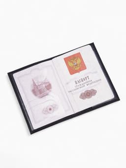 Обложка для паспорта, натуральная кожа, флотер, чёрная