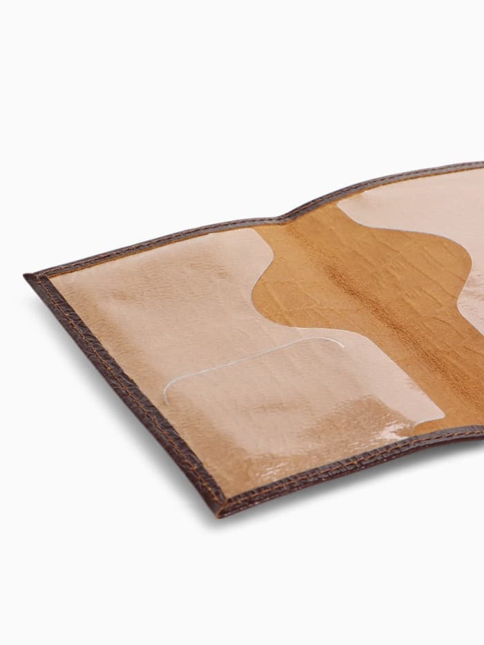 Обложка для паспорта, тиснение фольгой, натуральная кожа, тёмно-коричневая