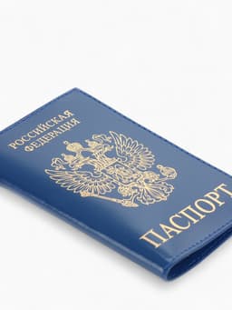 Обложка для паспорта, с тиснением фольгой, с гербом, гладкая, синяя