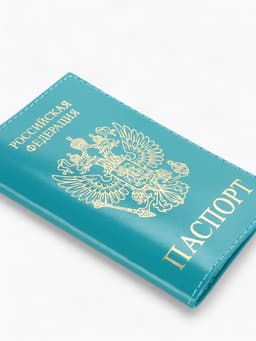 Обложка для паспорта, натуральная кожа, тиснение фольгой, гладкая, бирюзовая