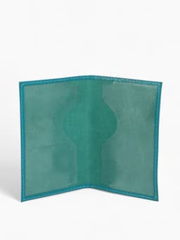 Обложка для паспорта, натуральная кожа, тиснение фольгой, гладкая, бирюзовая