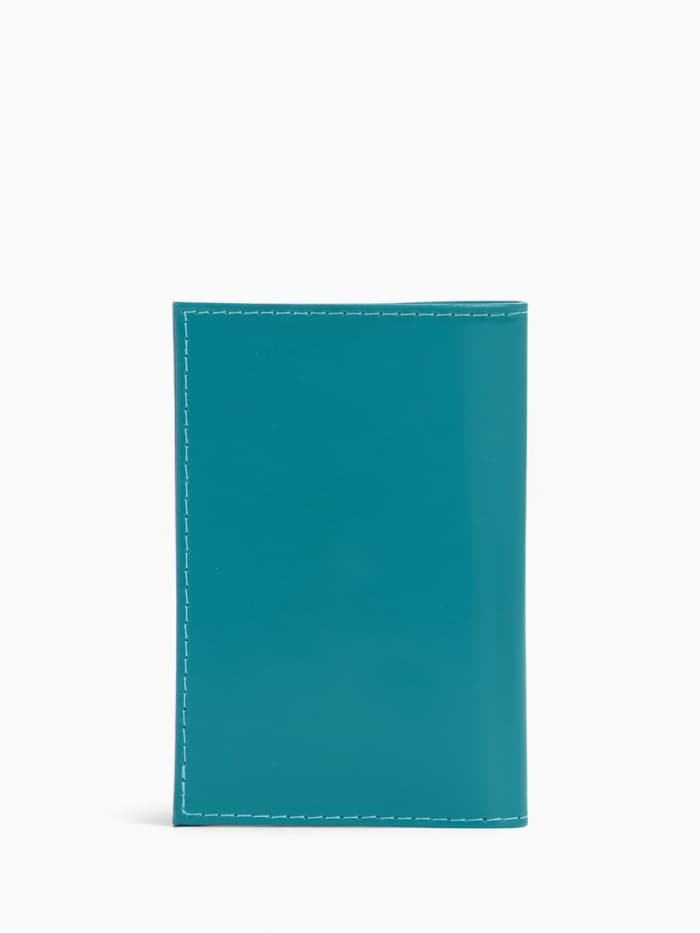 Обложка для паспорта, натуральная кожа, тиснение фольгой, гладкая, бирюзовая