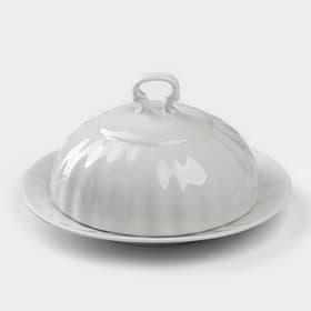 Маслёнка Добрушский завод «Бельё», 500 мл, фарфор, белая