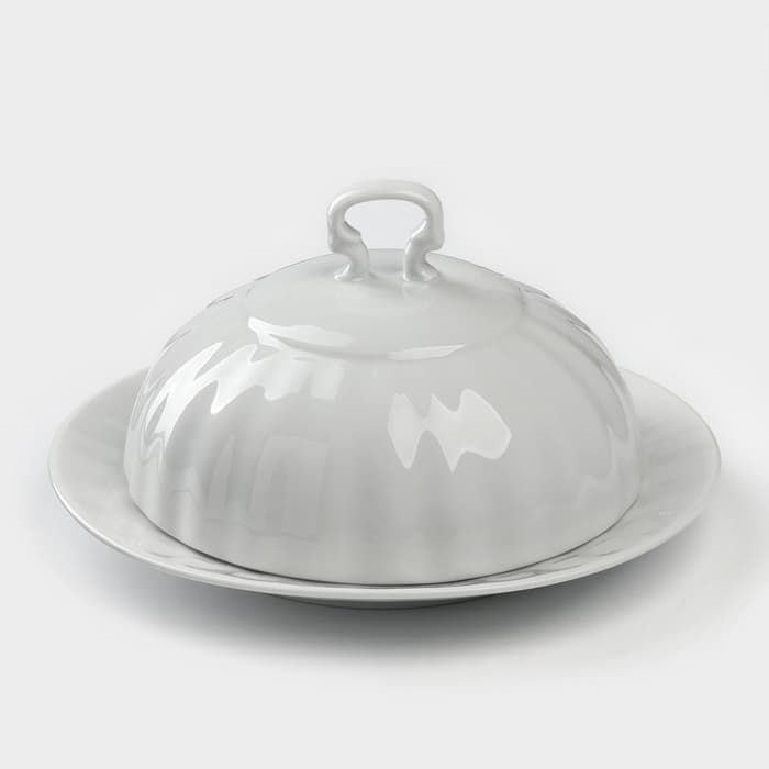 Маслёнка Добрушский завод «Бельё», 500 мл, фарфор, белая