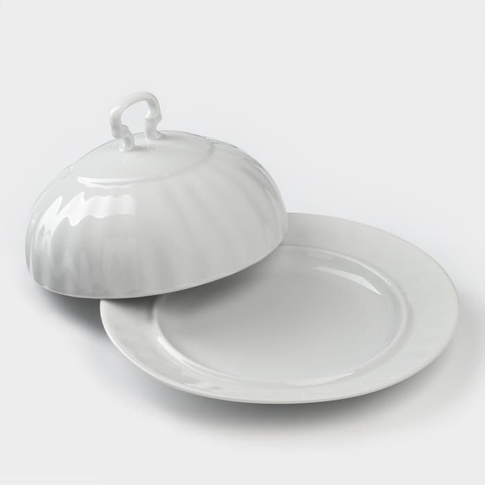 Маслёнка Добрушский завод «Бельё», 500 мл, фарфор, белая