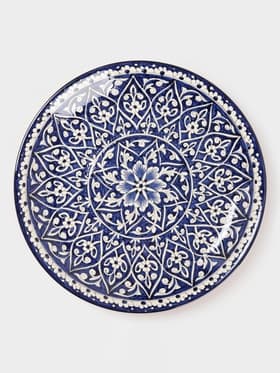 Ляган узбекский Риштанская Керамика «Цветы», d=36 см, синий