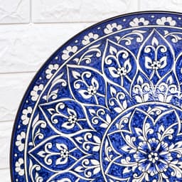 Ляган узбекский Риштанская Керамика «Цветы», d=36 см, синий