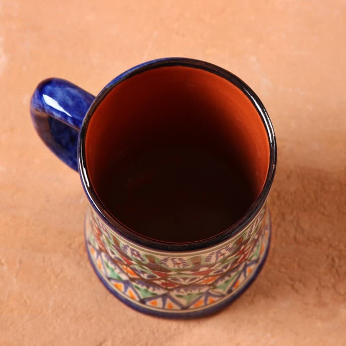 Кружка узбекская Риштанская Керамика «Узор», 500 мл, синяя