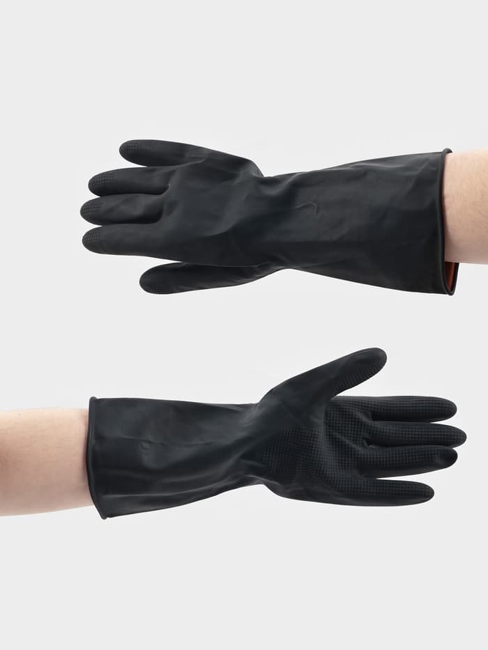 Перчатки хозяйственные плотные Доляна, размер L, резиновые, чёрные