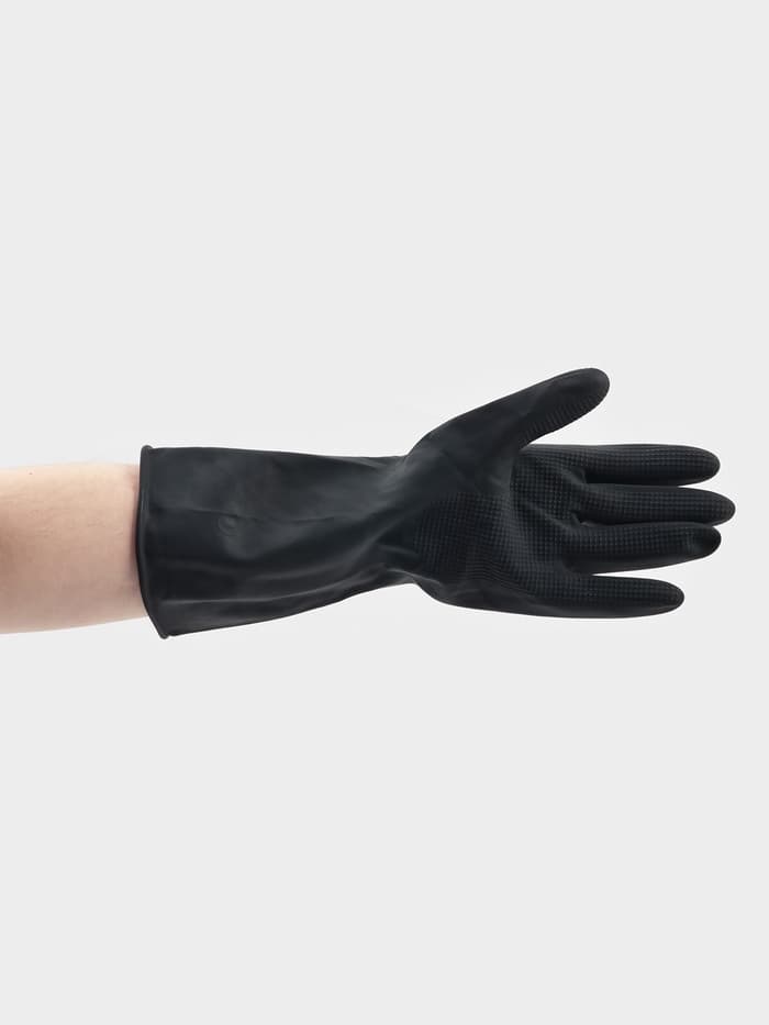 Перчатки хозяйственные плотные Доляна, размер L, резиновые, чёрные