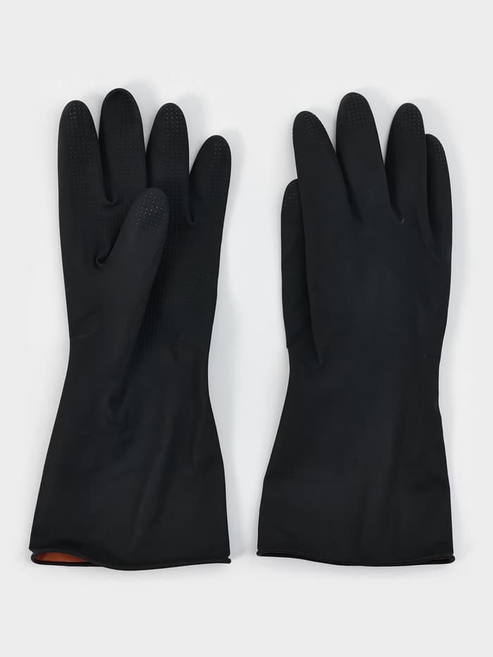 Перчатки хозяйственные плотные Доляна, размер L, резиновые, чёрные