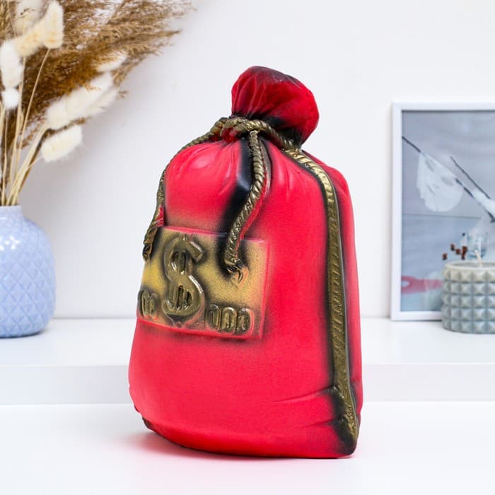 Копилка для денег «Мешок: сто тысяч», гипс, красный, 14×22×32 см