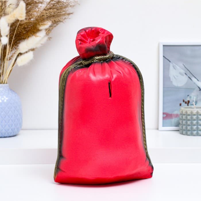 Копилка для денег «Мешок: сто тысяч», гипс, красный, 14×22×32 см