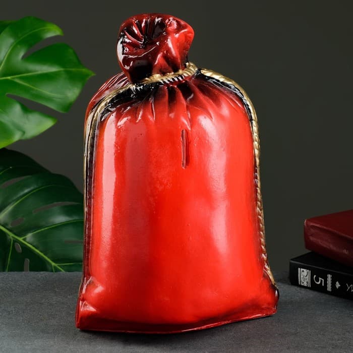 Копилка для денег «Мешок: сто тысяч», гипс, красный, 14×22×32 см