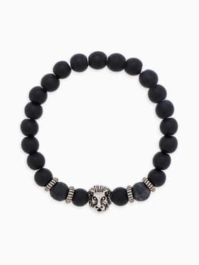 Браслет из бусин унисекс «Лава. Лев», d=7 см, чёрный с серебристым