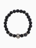Браслет из бусин унисекс «Лава. Лев», d=7 см, чёрный с серебристым