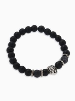 Браслет из бусин унисекс «Лава. Лев», d=7 см, чёрный с серебристым