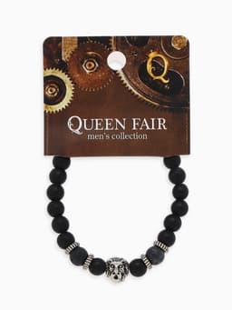 Браслет из бусин унисекс «Лава. Лев», d=7 см, чёрный с серебристым