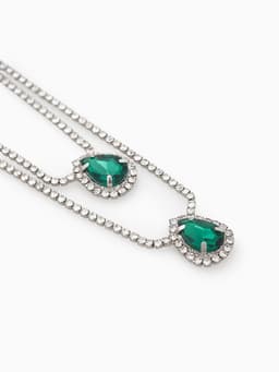 Набор 2 предмета: серьги, колье «Жаклин», дуэт, капля, цвет бело-изумрудный в серебре, 45 см