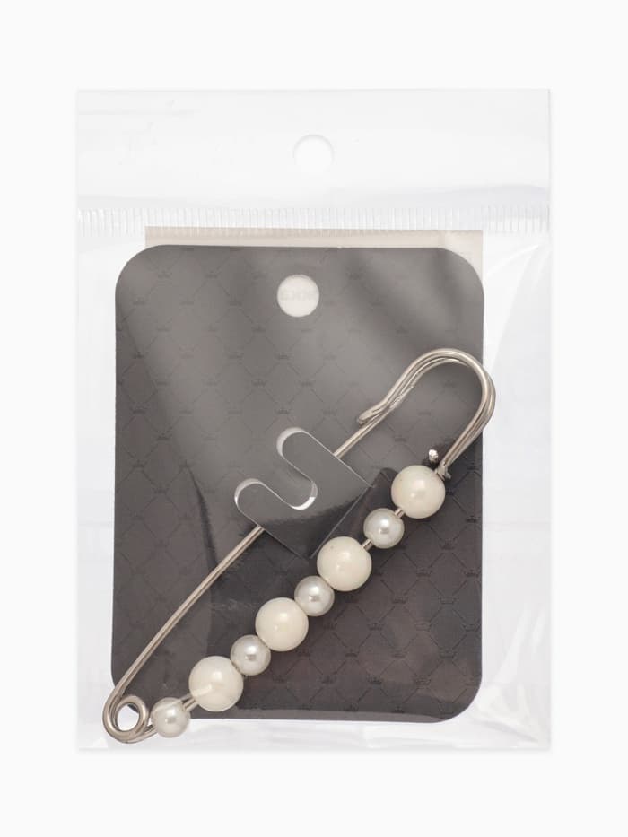 Булавка «Жемчужная дорожка», 8 см (± 0.5 см), белая в серебре