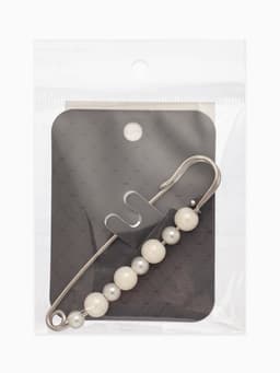 Булавка «Жемчужная дорожка», 8 см (± 0.5 см), белая в серебре