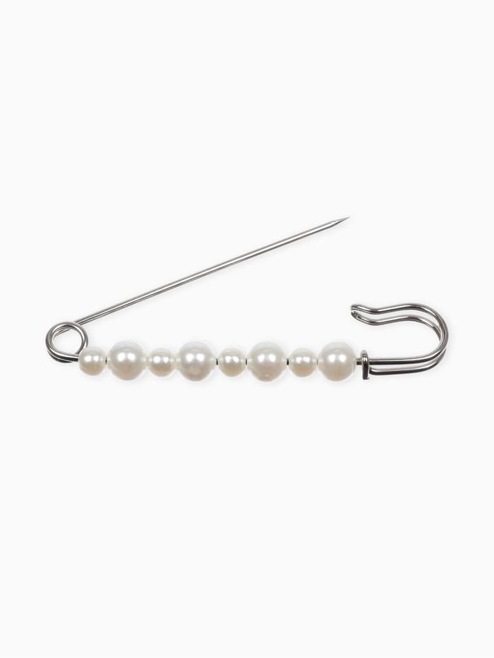 Булавка «Жемчужная дорожка», 8 см (± 0.5 см), белая в серебре