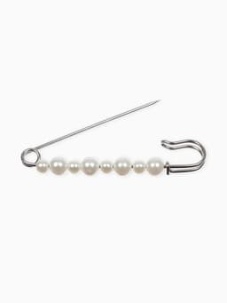 Булавка «Жемчужная дорожка», 8 см (± 0.5 см), белая в серебре