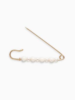 Булавка «Жемчужная дорожка», 7.3 см, белая в золоте
