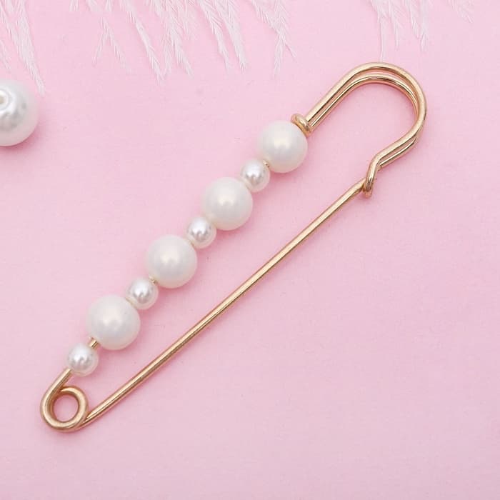 Булавка «Жемчужная дорожка», 7.3 см, белая в золоте