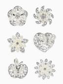 Брошь «Ассорти» цветы рисовые, цвет белый в серебре