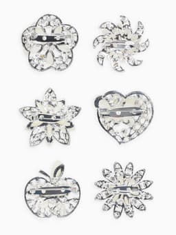 Брошь «Ассорти» цветы рисовые, цвет белый в серебре