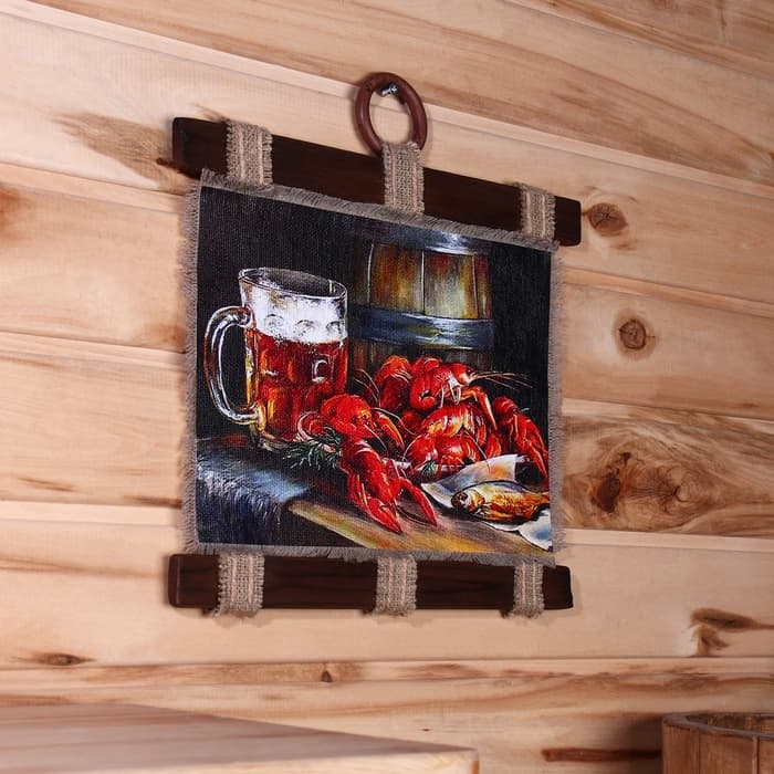 Свиток настенный «Раки и пиво», панно