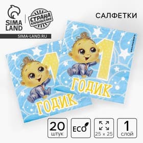 Салфетки бумажные «1 годик», 25×25 см, набор 20 шт.