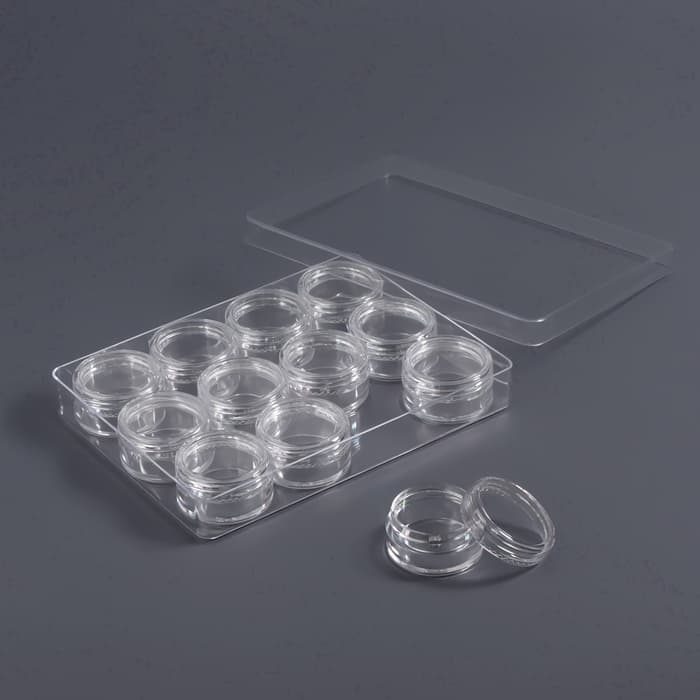 Органайзер для хранения мелочей, 12 баночек, 12×9×2 см, d=2.8×1.5 см, 2 мл, прозрачный