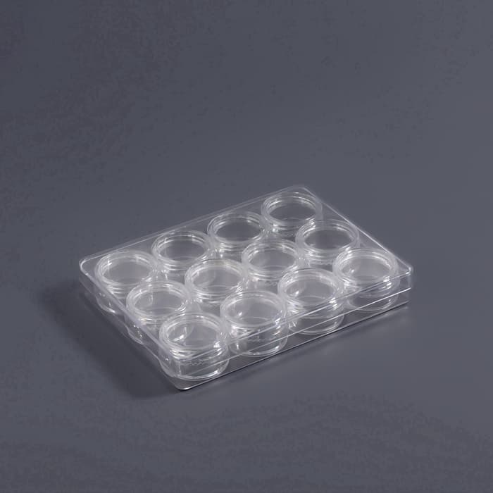 Органайзер для хранения мелочей, 12 баночек, 12×9×2 см, d=2.8×1.5 см, 2 мл, прозрачный