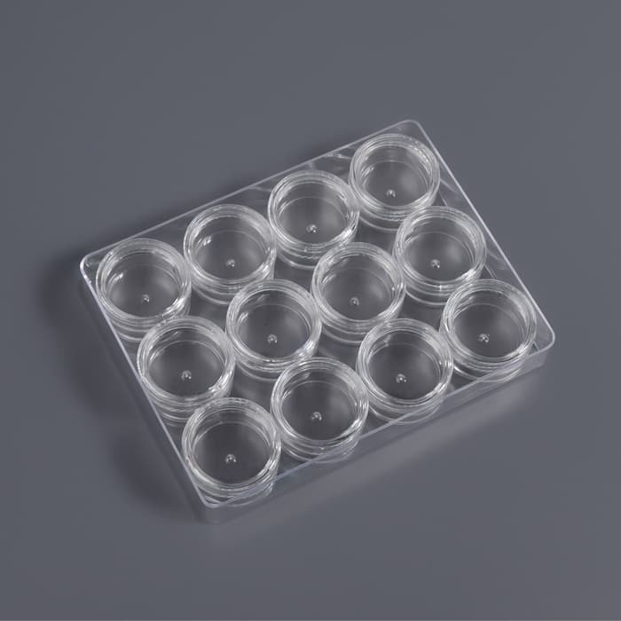 Органайзер для хранения мелочей, 12 баночек, 12×9×2 см, d=2.8×1.5 см, 2 мл, прозрачный