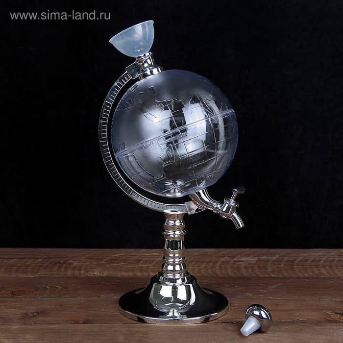 Башня пивная с воронкой «Земной шар», 1.9 л, пластик, серебристая