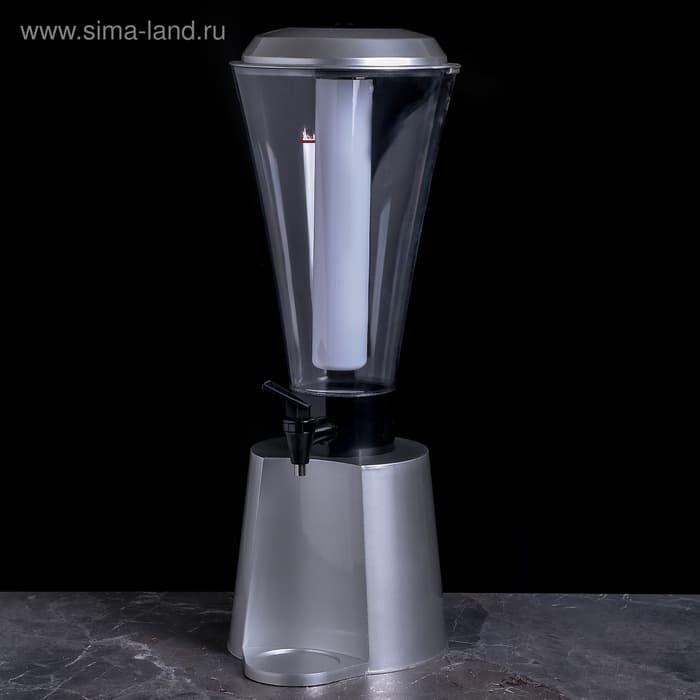 Башня пивная «Металлик», 3 л, колба для льда, с подсветкой, 2 батарейки CR=2032, пластик, серебристая