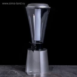 Башня пивная «Металлик», 3 л, колба для льда, с подсветкой, 2 батарейки CR=2032, пластик, серебристая