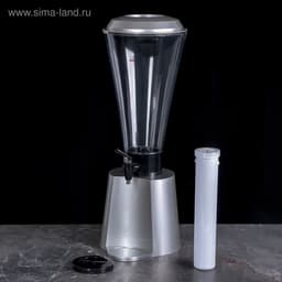 Башня пивная «Металлик», 3 л, колба для льда, с подсветкой, 2 батарейки CR=2032, пластик, серебристая