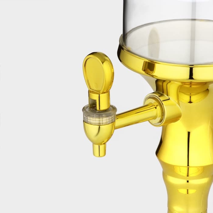 Башня пивная «Петронас», 3 л, колба для льда, подсветка, 2 батарейки AG3, пластик, золотистая
