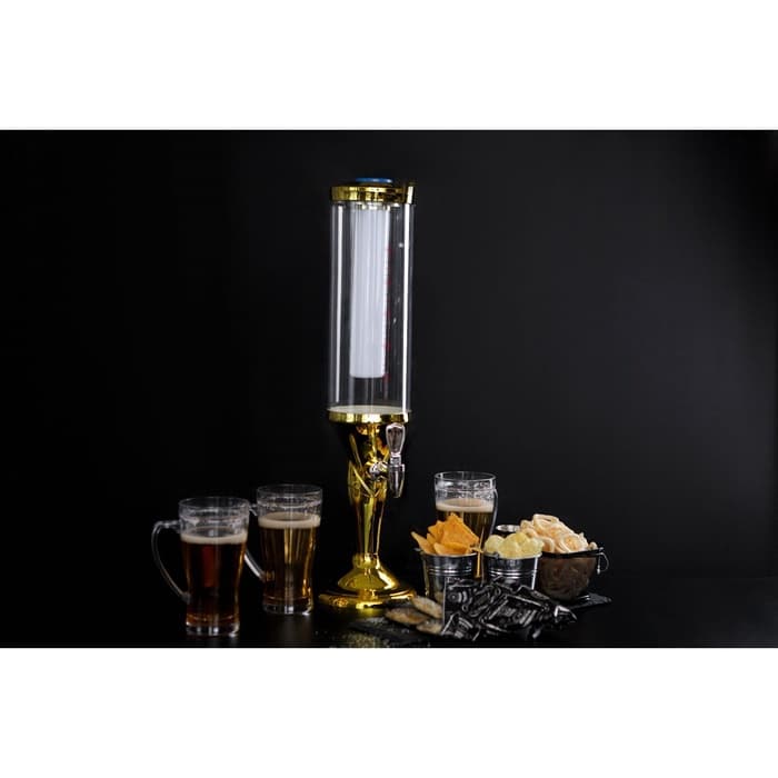 Башня пивная «Петронас», 3 л, колба для льда, подсветка, 2 батарейки AG3, пластик, золотистая