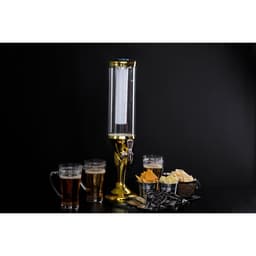 Башня пивная «Петронас», 3 л, колба для льда, подсветка, 2 батарейки AG3, пластик, золотистая