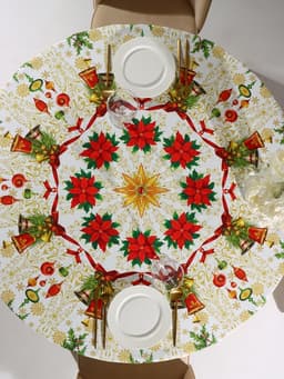 Скатерть новогодняя Этель «Новогодние игрушки» d=220 см ±3 см с ГВМО, хл100%