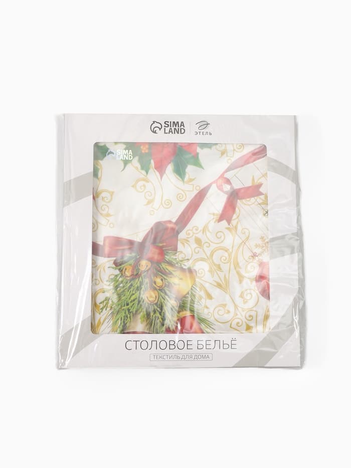 Скатерть новогодняя Этель «Новогодние игрушки» d=220 см ±3 см с ГВМО, хл100%