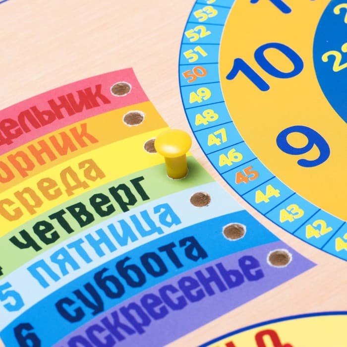 Развивающая доска Деревянные Игрушки «Календарь природы. Часы»
